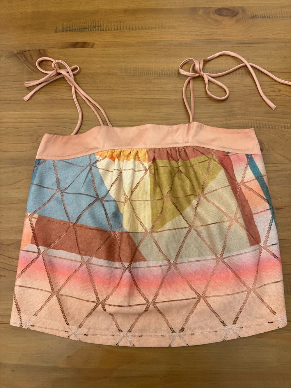 Anthropologie Akemi + Kim Tie-Strap Multicolor Geometric Summer Top - Picture 8 of 8